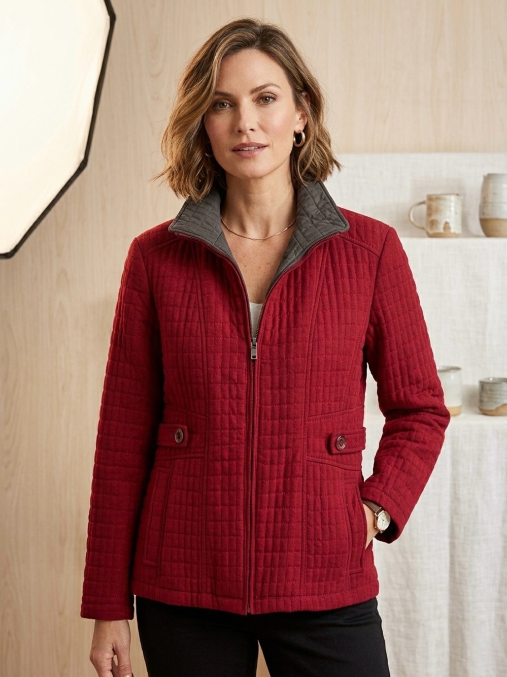 Gallery Quilted Jacket in Red